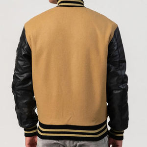 Chaqueta Universitaria Bomber de Béisbol de Alta Calidad, Ajustada, con Mangas de Cuero de Pescado, Chaqueta Universitaria Personalizada para Hombre - Product Image 2