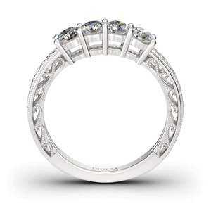 Jeulia Vintage Four-Stone Rose Gold Plated Stainless <b>Steel</b> Fashion <b>Ring</b> - Product Image 3