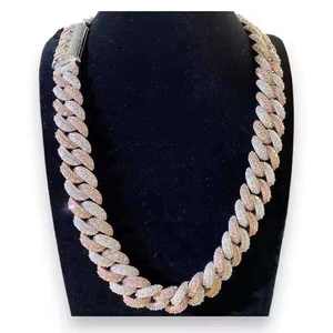 Hip Hop 18mm VSS Moissanite taille ronde diamant cubain lien chaîne bijoux en or Rose pour hommes en argent Sterling 925 - Product Image 5