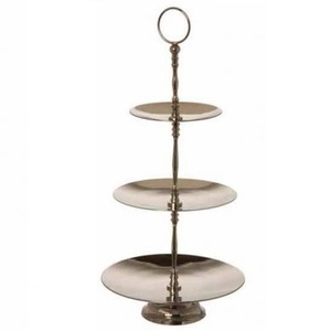 Support à gâteau en métal à 3 niveaux gravé à la main pour les fêtes de Noël et de mariage, finition dorée, forme ronde, idéal pour les bars - Product Image 5
