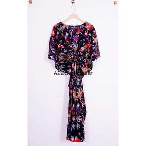 Robe midi pour femme, tenue de soirée, kaftan imprimé à la main, style décontracté, fabrication artisanale du Moyen-Orient, pur coton, été automne, naturel - Product Image 5