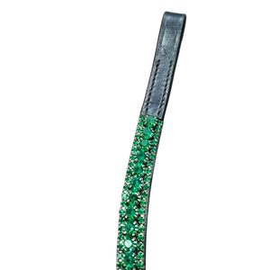 Diadema de Cuero Personalizable de Lujo con Cristales Verde Esmeralda y Diseño Curvo para Caballo, Accesorio de Brida Inglesa OEM - Product Image 3