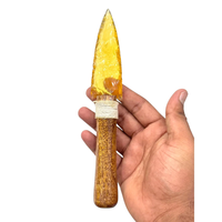 Couteau en cristal Couteau en obsidienne jaune avec manche en bois | Lame en cristal faite à la main, couteau fer de lance en pierres précieuses Décor rituel unique