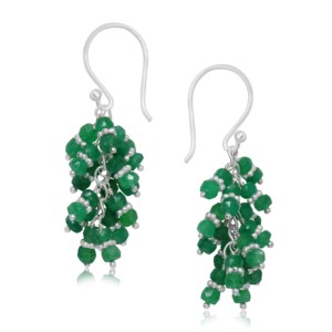 Pendientes de gota de racimo de esmeralda de Plata de Ley 925 para mujer, joyería de piedra natal chapada en oro amarillo para regalo de cumpleaños de aniversario - Product Image 1
