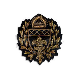 Embroidered <b>Badge</b> Bullion Embroidery Patch Handmade Embroidered <b>Badge</b> Applique Bullion Blazer <b>Badge</b> For Sale - Product Image 5