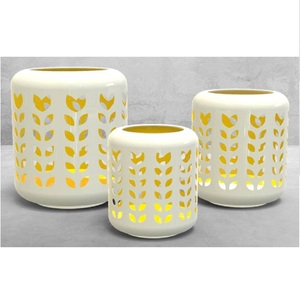 Designer Powder Coated Stainless Steel Candle Holder Luxury Gold Fish Cut Tabletop <b>Lantern</b> for Home Hotel & Events Decor. - Product Image 4