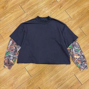 T-shirt en coton surdimensionné à impression Realtree personnalisée SPORTISH IMPEX, double couche, déchiré, à manches longues, pour homme - Product Image 1