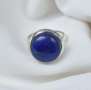 Handmade Unisex 925 Sterling Silver <b>Ring</b> Vintage Style Unique Jewelry with <b>Lapis</b> <b>Lazuli</b> Gemstone and Diamond for Women - Product Image 4