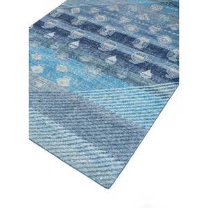 Erbe Blue Geometric Wool Hand Knotted <b>Rugs</b> Rectangle Puzzle Patchwork Design for Home Hallway Teen <b>Bedside</b>-Model GS-3103 <b>Rugs</b> - Product Image 2