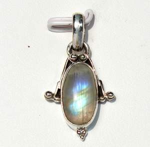 Réglage de la lunette pierre de lune brillante de créateur en argent Sterling 925 collier pendentif unisexe pierres de cristal de guérison naturelles - Product Image 4