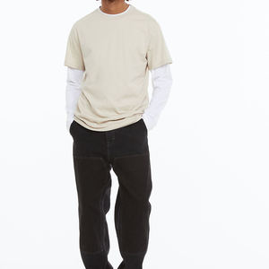 Camiseta extragrande de algodón 100% de alta calidad, tela de punto en blanco de diseñador de peso pesado impresa personalizada al por mayor - Product Image 3