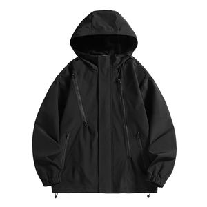 <b>Men's</b> Hooded Jacket Spring and Autumn Solid Color Windproof and Waterproof Outdoor <b>Work</b> Jacket - Product Image 5