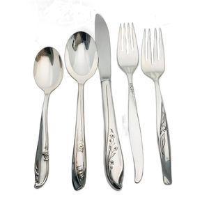 Juego de cubiertos de plata decorativos de 5 piezas Diseño moderno único de acero inoxidable - Product Image 3