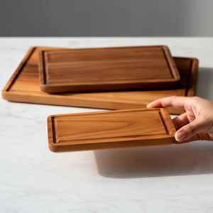 ชุดเขียงไม้วอลนัทพรีเมียม 3 ชิ้น เขียงไม้สำหรับเสิร์ฟอาหารแบบสองด้าน ใช้ในครัวเรือนหรือร้านอาหาร - Product Image 2