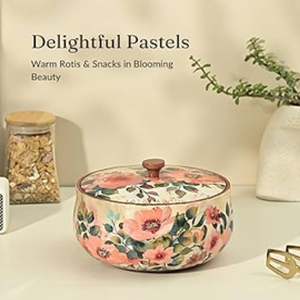 Cazuela de madera Chapati Box Utensilios de cocina de forma redonda de alta calidad Chapati Box con tapa desmontable de La India - Product Image 3