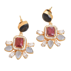 Pendientes de Latón Natural con Circonita Premium, Cristal Curativo Genuino, Textura Mate de Latón, Sin Níquel, Duraderos, Perfectos para Venta al por Mayor - Product Image 1