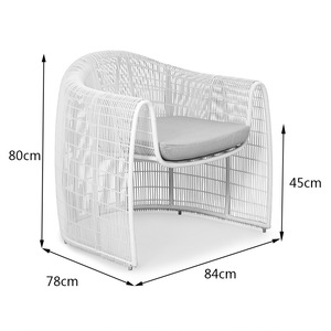 Ensemble de mobilier d'extérieur de luxe en trois pièces, chaise en rotin et bois massif, résistant aux intempéries, pour villa, cour, jardin, salon de jardin - Product Image 5