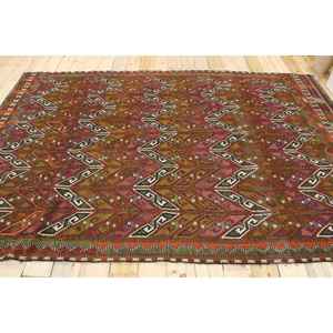 Tapis turc, tapis vintage 6,3x9,6 pieds, tapis en laine camouflage rouge et vert - Product Image 2