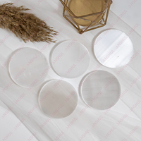 Plaque Ronde en Sélénite Blanche Polie Lisse de 3 Pouces, Qualité AAA Écologique pour la Méditation, la Recharge et la Purification