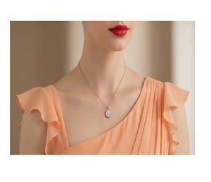 Modern Diamond Cluster Oval Double Halo Pendant 18K Gold with Real Diamonds Stylish Fine Jewelry Birthday or Anniversary Gift - Product Image 5