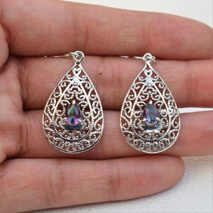 Pendientes de Turquesa Mística al por Mayor, Pendientes de Plata de Ley 925 para Mujer, Pendientes de Boda para Niñas - Product Image 4