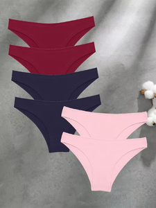 Paquete de 6 bragas de algodón antibacterianas de punto para mujer, transpirables, de talle medio, suaves y cómodas, talla M-XXL - Product Image 3