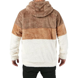 Wholesale Men's <b>Sherpa</b> Pullover <b>Hoodie</b> Winter Breathable Solid Color 100% Cotton Warm Customized Logo Pocket Fleece <b>Hoodies</b> - Product Image 2