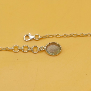 Delicado collar de plata de ley 925 con piedra preciosa labradorita facetada cadena larga de cuerda hecha a mano - Product Image 5