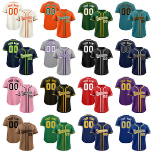 Chemise de baseball de haute qualité en gros broderie Club uniformes de baseball sublimés fabricant de maillots de baseball à fines rayures pour hommes - Product Image 2