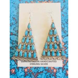 Pendientes Colgantes Zuni Vintage de Turquesa Blue Ridge y Plata de Ley con Baño de Oro, Joyería de Piedras Preciosas para Bodas y Eventos - Product Image 2