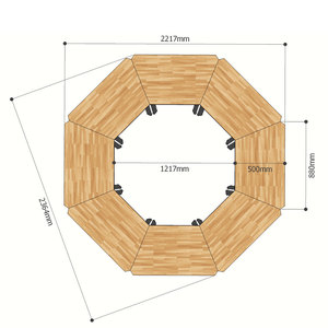 Juego de 8 Mesas Trapezoidales Modernas de Madera Contrachapada con Patas Ovaladas de Hierro Estilo Lego HBLG020 Muebles Escolares - Product Image 4