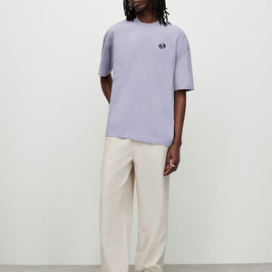 Couleur violette Style décontracté hommes coton t-shirts goutte épaule conception plaine hommes t-shirt - Product Image 4