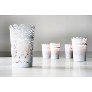 Kitchen Metal Expandable Effective Candlestick <b>Tea</b> <b>Light</b> <b>Holder</b> for Christmas Home Decoration White Plated Round Shape Luxury - Product Image 1