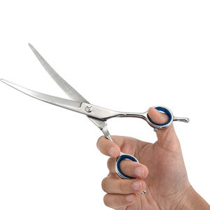 Ciseaux de toilettage pour animaux de compagnie avec lames tranchantes incurvées Ciseaux de toilettage pour poils d'animaux en acier et métal avec repose-doigt double - Product Image 5