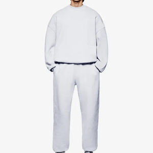 Sweat-shirt décontracté à col rond en coton 100% OEM personnalisé pour homme, gris uni, tissu doux, mélange de coton, épaules tombantes, mode décontractée - Product Image 5