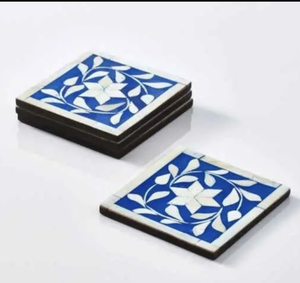 Posavasos Artesanal de Madera Natural con Incrustaciones de Hueso, Bien Pulido, para Hotel, Hogar, Restaurante, de la India - Product Image 3