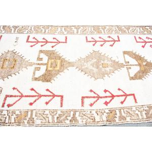 Tapis de 4,1 x 11,4 pieds, tapis turc vintage, tapis Herki à rayures blanches - Product Image 4