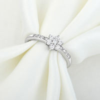 Bagues de mariage personnalisées romantiques pour femme, fleurs, zircone blanche, diamant CZ, plaqué rhodium, argent sterling 925