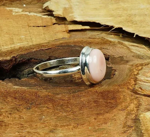 Bague en opale rose ovale, pierre précieuse, argent sterling 925, bijoux faits à la main, pierre de naissance d'octobre, cadeau de promesse pour femmes, port quotidien, vente en gros - Product Image 3