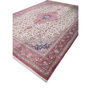 Tapis en soie noué à la main Gulmarg, rouge et orange, motif médaillon, nouveau design rectangulaire en patchwork pour le salon - Pae-5679 - Product Image 2