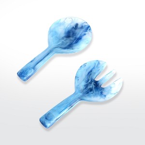 Nouvel ensemble de couverts en résine bleue, cuillère et fourchette, ustensiles de service de cuisine, motif marbré, outils de mélange des aliments, vaisselle de salle à manger - Product Image 5