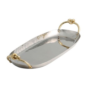 Plateau rectangulaire en métal écologique de luxe pour servir des collations et des desserts - Product Image 1