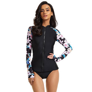 Meilleure nouveauté : Maillot de bain anti-UV UPF50 à manches longues pour femme, couleur unie, séchage rapide, respirant, très demandé - Product Image 5