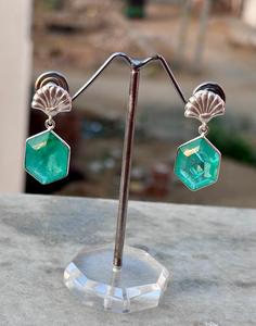 925 Sterling <b>Silver</b> Beautiful <b>Silver</b> Jewelry Trendy Emerald Crystal Gemstone <b>Earring</b> for <b>Women</b> for Wedding or Party Gift - Product Image 1