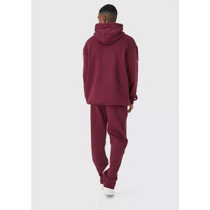 Costume de jogging personnalisé pour hommes, deux pièces, en coton et polyester, tenue de sport avec capuche, motif solide DTF/DTG, sublimation strass - Product Image 2