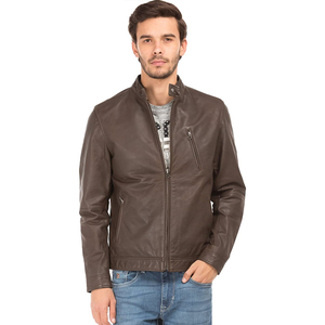 Veste en cuir de haute qualité conçue sur mesure pour hommes couleur unie vêtements de rue pour l'hiver vente en ligne tissu - Product Image 1