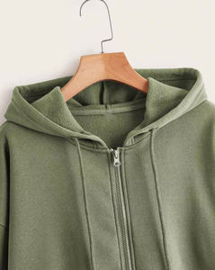 OEM/ODM homme sweat à capuche à fermeture éclair personnalisé 3d bouffante imprimé logo coupe ample épaules tombantes couleur unie respirant hip hop sweats à capuche pour hommes - Product Image 3