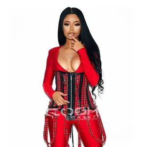 COSH CORSET Underbust Steelboned Waist Training And Fashion Wear Tartan Plaid Corset With Removable Straps, Corset Vendors