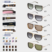 Lunettes de soleil TFB en métal, monture intégrale rectangulaire, double pont, grande monture, luxe, élégantes, UV400, logo personnalisé, unisexe, haute qualité, vente en gros