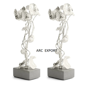 Sculpture en aluminium Argent brillant Artisanat de luxe Ensemble de 2 sculptures en forme d'arbre pour la maison Sculpture décorative au prix le plus bas - Product Image 1